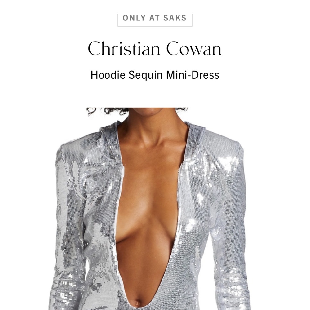 Christian Cowan Silver Sequin Hoodie Mini Dress – Size 2 (NWT) - Picture 12 of 13